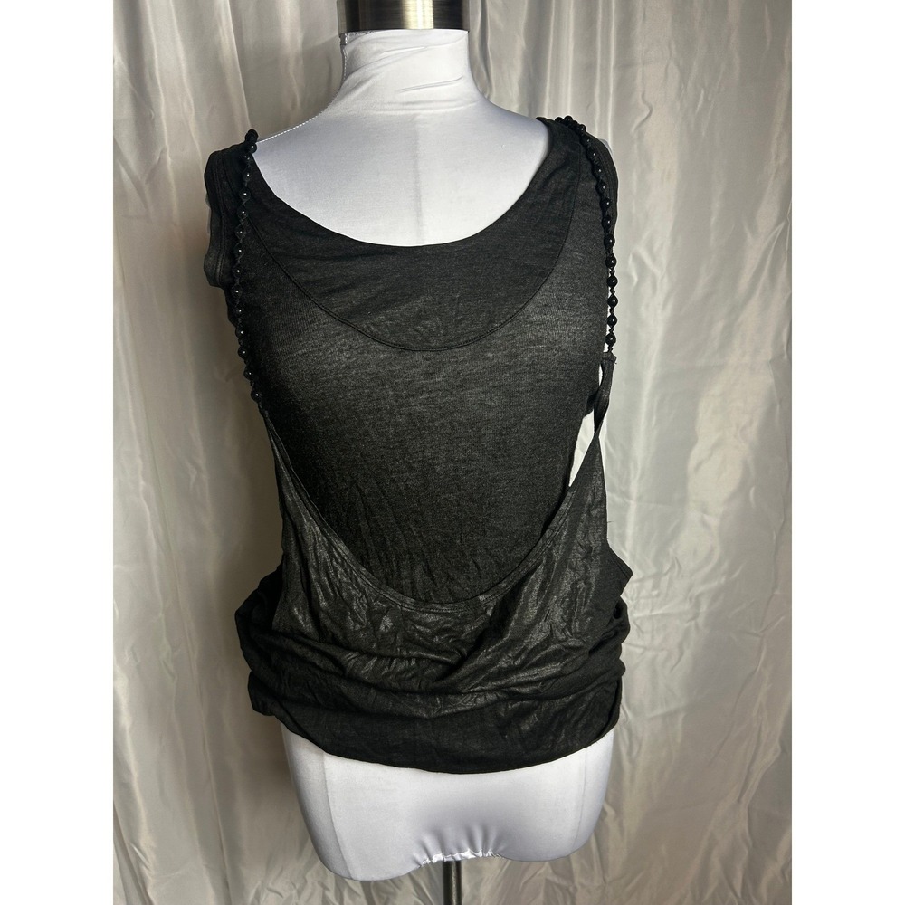 Rare Vintage Diesel Women's Tambass Tank Top Black Beaded Viscose - Picture 3 of 8